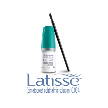 Latisse eyelash growth solution with applicator.