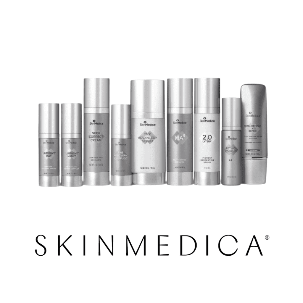 SkinMedica skincare product line up.